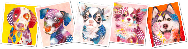 ペット似顔絵.肖像画製作 アート仕上げコースの作画サンプル 群馬県,高崎市,前橋市,太田市