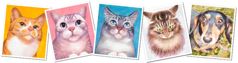 ペット似顔絵.肖像画製作 肖像画仕上げコースの作画サンプル 福島県,福島市,会津若松市,郡山市